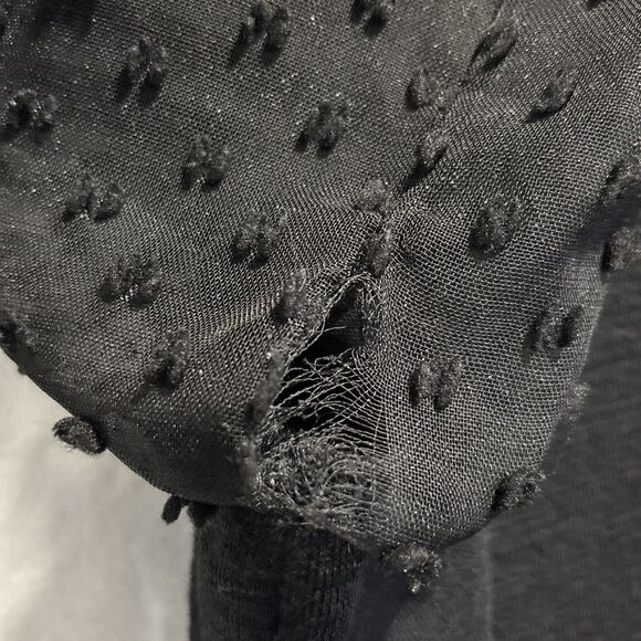 Maeve by Anthropologie Top Women 2X Black Textured Sheer Puff Sleeve Relaxed Fit - Picture 12 of 16